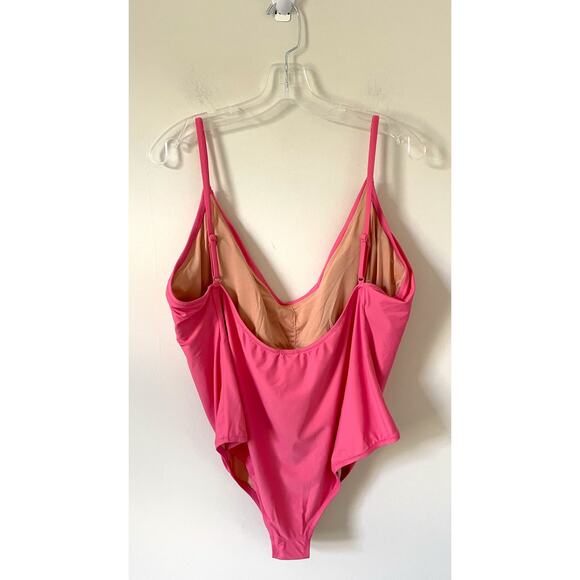 J. Crew Classic Basic One Piece Bathing Suit Pink Size 22 Plus NEW - Picture 3 of 7
